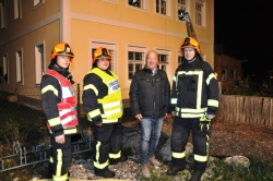 Bürgermeister Hans Kronberger, Pflichtbereichskommandant Bernhard Hutterer und die Übungsverantwortlichen Wolfgang Nußbaumer und Florian Stöhr